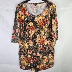 Allen B. by Allen Schwartz Floral Above Knee Dress Size L Elegant Cocktail Party